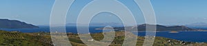 Panoramic view of the sea bay and the island in it. Euboea, Greece.