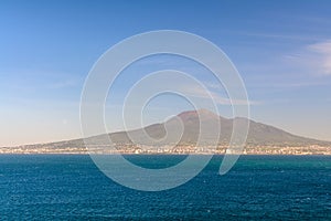 Panoramic view with sea and mount Vesuvius. Napoli (Naples) and