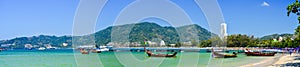 Panoramic View from sea on Patong beach, Phuket. Thailand