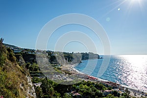 Panoramic view of the seacoast of Tropea in Calabria Italy