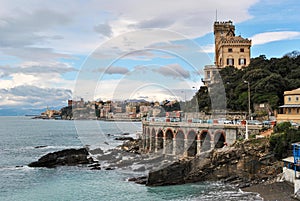 Panoramic view of the seafront of Genoa