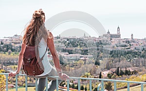 Panoramic view of Segovia city landscape