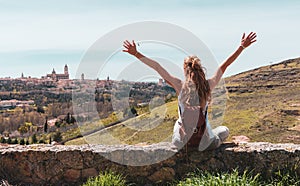 Panoramic view of Segovia city landscape