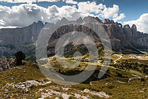 Panoramic view of Sella Group in Dolomites