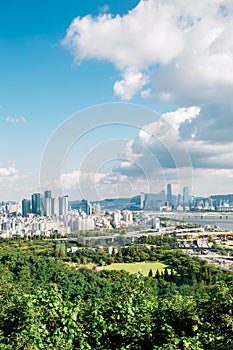 Panoramic view of Seoul city from Sky park in Korea photo