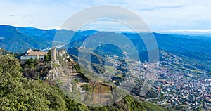 Panoramic view of Serra de Queralt and Berga, Spain