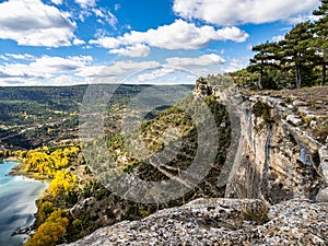 Panoramic view of the Serrania de Cuenca at Una in Spain. Hiking trails La Raya and El Escaleron in Una