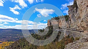 Panoramic view of the Serrania de Cuenca at Una in Spain. Hiking trails La Raya and El Escaleron in Una