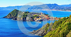 Panoramic view of Sestri Levante, Liguria, Italy