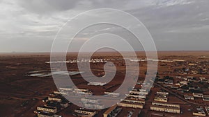 Panoramic view of a settlement in Mauritania. settlement in Mauritania. Settlement. View. 4k. 4k view.Village. Town. A life.