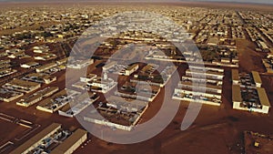 Panoramic view of a settlement in Mauritania. settlement in Mauritania. Settlement. View. 4k. 4k view.Village. Town. A life.