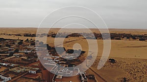 Panoramic view of a settlement in Mauritania. settlement in Mauritania. Settlement. View. 4k. 4k view.Village. Town. A life.