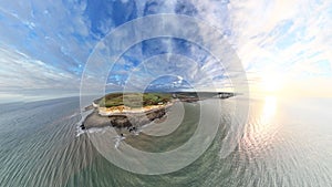 Panoramic view of Seven Sisters cliffs and coastline.