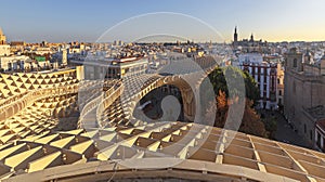 Panoramic view Of Sevilla from the Metropol Parasol