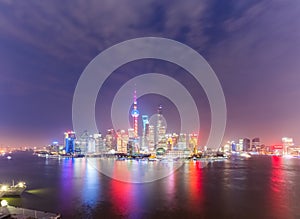 Panoramic view of shanghai skyline at night