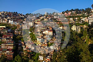 Panoramic view of Shimla, India, in the Himalayas with Christ Church visible at the