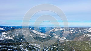 Panoramic view of the Sierra-neveda mountains in winter