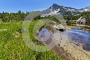 Panoramic view of Sivrya peak and Banski lakes, Pirin Mountain photo