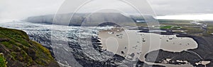 Panoramic view of Skaftafellsjokull glacier in Skaftafell National Park of south-eastern Iceland