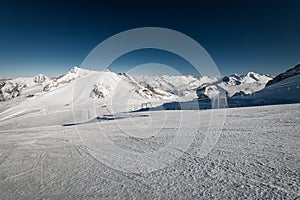 Panoramic view of ski region of Hintertux Glacier in the region of Tyrol