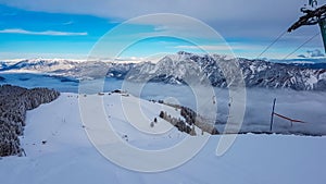 Dreilaendereck - Panoramic view of ski resort Dreilaendereck in Karawanks, Carinthia, Austria