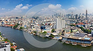 Panoramic view of the skyline of Bangkok, Bang Rak and Wang Mai district