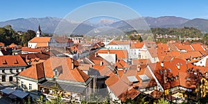 Panoramic view of the slovenian alpine town of Kamnik