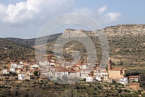 Panoramic view of a small picturesque village in the province of teruel
