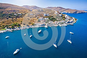 Panoramic view of the small village of Vourkari on the island of Kea Tzia, Greece