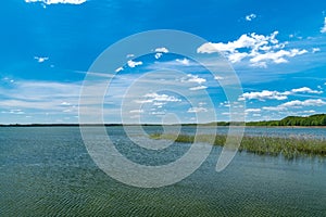 Panoramic view on Sniardwy lake in Masuria region Mazury, Poland