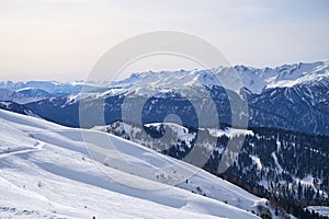 Panoramic view of snow-covered slopes