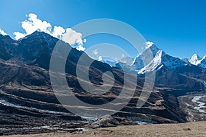 Panoramatický z hory v Himaláje nepál 