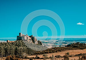 Panoramic view of the Sobrarbe Castle in Huesca, Spain photo