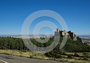 Panoramic view of the Sobrarbe Castle in Huesca, Spain photo