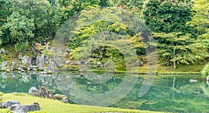 Panoramic view of Sogenchi Garden at Tenryu-ji temple gardens.