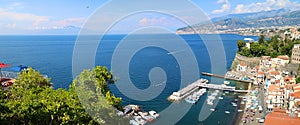 Panoramic view of sorrento coast and Vesuvius