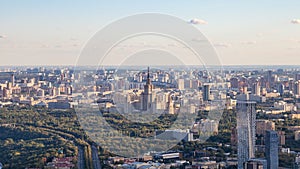 Panoramic view of southwest of Moscow with MSU