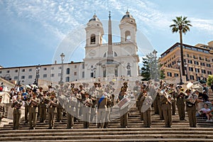 Panoramic view of the Spanish Steps on Piazza di Spagna in Rome