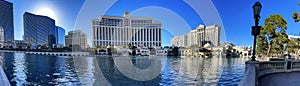 Panoramic view of the spectacular Las Vegas Strip from the Bellagio, Caesars Palace.