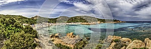 Panoramic view of Spiaggia del Principe, Sardinia, Italy