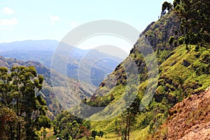 Panoramic view on Sri Lanka`s mountains from Ella Rock