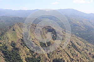 Panoramic view on Sri Lanka`s mountains from Ella Rock