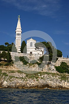 Panoramic view of St Euphemia church in Rovinj,Croatia