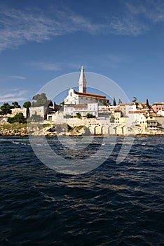 Panoramic view of St Euphemia church in Rovinj,Croatia