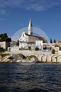 Panoramic view of St Euphemia church in Rovinj,Croatia