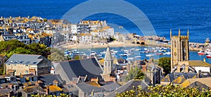 Panoramic view of St Ives Old town, Cornwall, United Kingdom