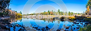 Panoramic view of the St. Louis River at Jay Cooke State Park in Minnesota, USA