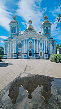 Panoramic view of St. Nicholas Naval Cathedral in Saint Petersburg, Russia photo
