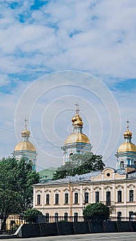 Panoramic view of St. Nicholas Naval Cathedral in Saint Petersburg, Russia photo