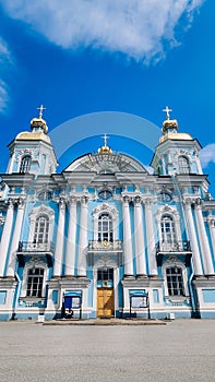Panoramic view of St. Nicholas Naval Cathedral in Saint Petersburg, Russia photo